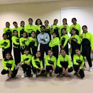 Neon Green & Black Western Dance Costume – Group Performance Outfit