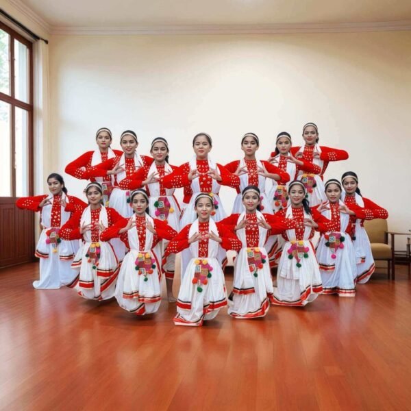 red & white classical dance costume